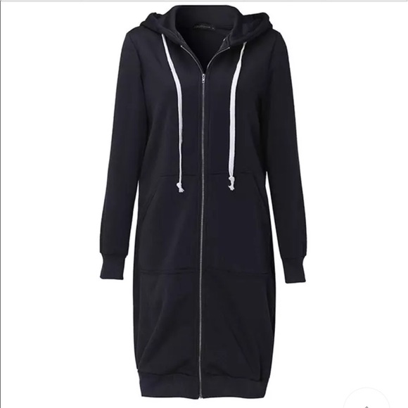 RESTOCKING Black Long Hoodie Sweater Maxi Dress - Picture 6 of 8